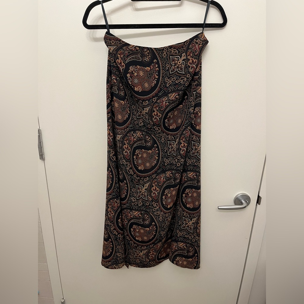 Vintage Esprit Black and Brown Maxi A-Line Skirt Asymmetrical Cocktail